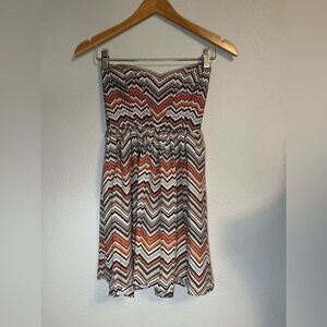 Early 2000’s Parker strapless silk mini Aztec dress babydoll/ gossip girl XS